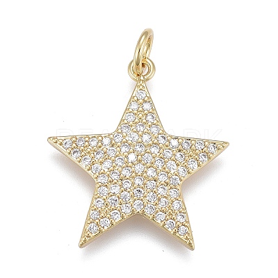 Brass Micro Pave Clear Cubic Zirconia Pendants X-ZIRC-M108-28-G-1