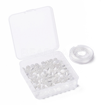 100Pcs 8mm Natural Selenite Beads DIY-LS0002-17-1