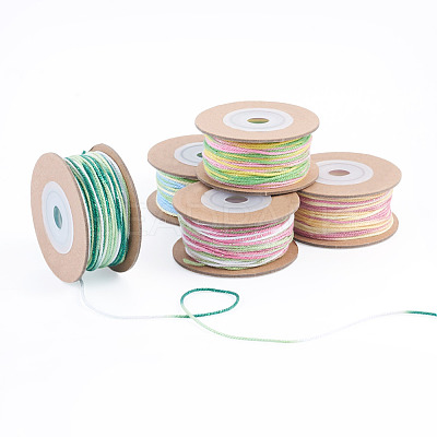 5 Rolls 5 Colors Segment Dyed Macrame Cotton Cord OCOR-TA0004-05D-1