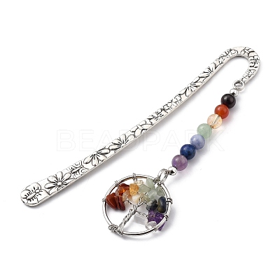 Tibetan Style Carved Alloy Bookmark AJEW-JK00161-1