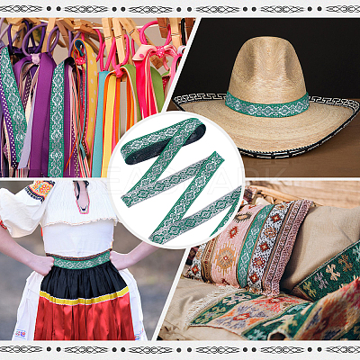 Ethnic Style Polyester Jacquard Ribbon OCOR-WH0078-478A-01-1