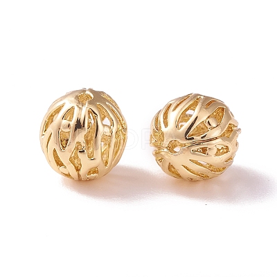 Brass Hollow Round Beads KK-P226-17CG-1