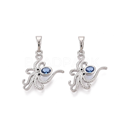 Brass Micro Pave Cubic Zirconia Pendants X-KK-Q073-09P-1