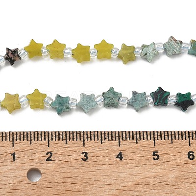 6 Styles Opalite & Synthetic Malachite & Natural Lemon Jade & HuBei Turquoise & Flower Amazonite & Rhodonite Beads Strands G-D095-A05-1