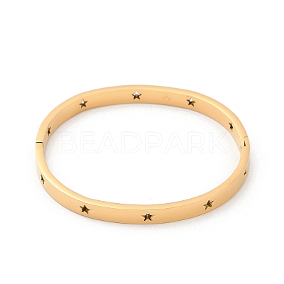 Hollow Star 304 Stainless Steel Hinged Bangles BJEW-L610-20G-1