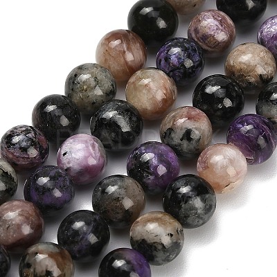 Natural Charoite Beads Strands G-G300-A01-8mm-1