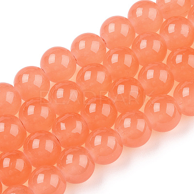 Baking Paint Imitation Jade Glass Round Bead Strands DGLA-Q021-8mm-31-1