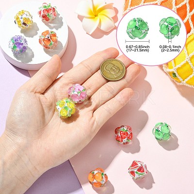 10Pcs 10 Colors Fruit Round Resin Beads RESI-CJ0004-94-1