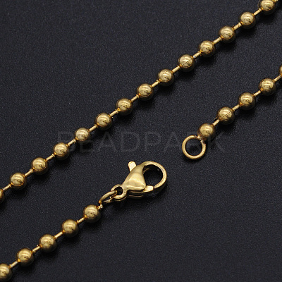 Ion Plating(IP) Unisex 304 Stainless Steel Ball Chain Necklaces NJEW-T012-05-56-G-1
