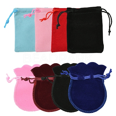 48Pcs 8 Colors Velvet Cloth Drawstring Bags TP-FS0001-01-1
