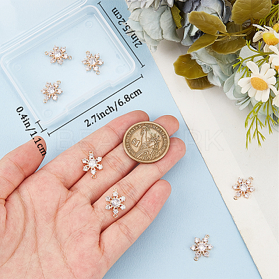 10Pcs Brass Micro Pave Clear Cubic Zirconia Connector Charms ZIRC-BBC0002-86A-1