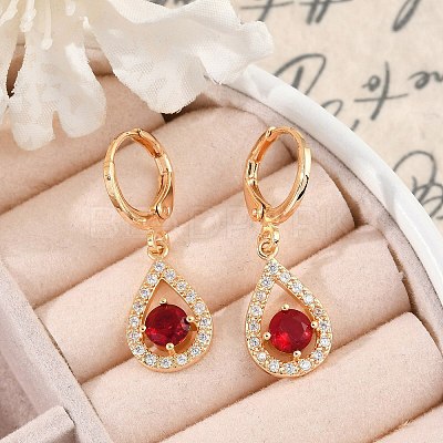 Brass Micro Pave Cubic Zirconia Leverback Earrings EJEW-K300-04G-1