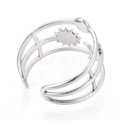 304 Stainless Steel Cuff Rings Components STAS-N113-03P-1