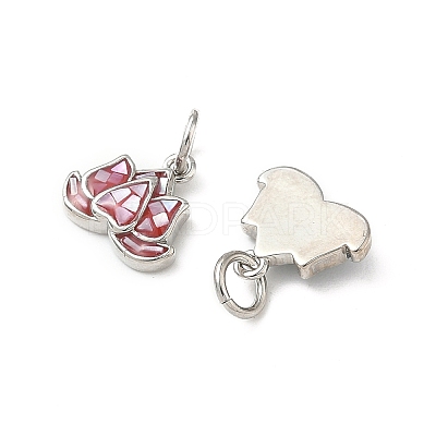 Rack Plating Brass & Shell Charms KK-I357-10P-1