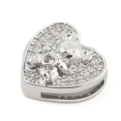 Brass Micro Pave Cubic Zirconia Slide Charms ZIRC-I068-05P-1
