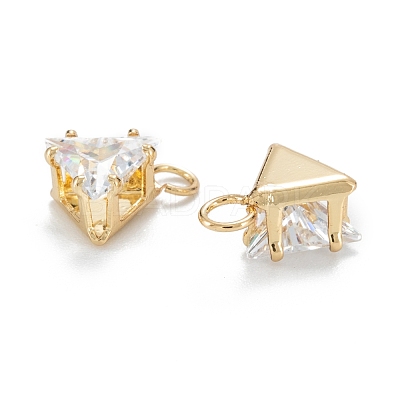 Brass Clear Cubic Zirconia Charms ZIRC-G170-15G-1