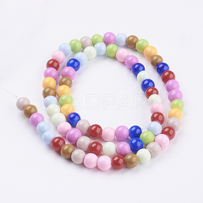 Baking Paint Glass Beads Strands DGLA-MSMC001-10-1