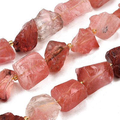 Raw Rough Cherry Quartz Glass Beads Strands G-Z087-B08-1