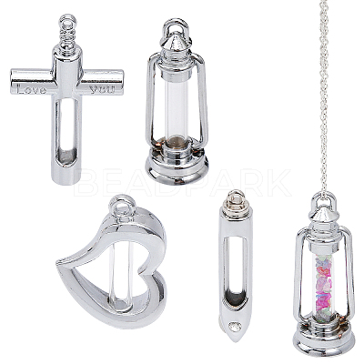 4 Sets 4 Style Wishing Bottle Glass Pendants GLAA-CA0001-50-1