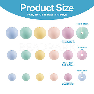150Pcs 15 Styles Silicone Beads SIL-TA0001-25-1