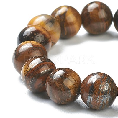 Natural Tiger Eye Beaded Stretch Bracelets BJEW-A117-E-29-1