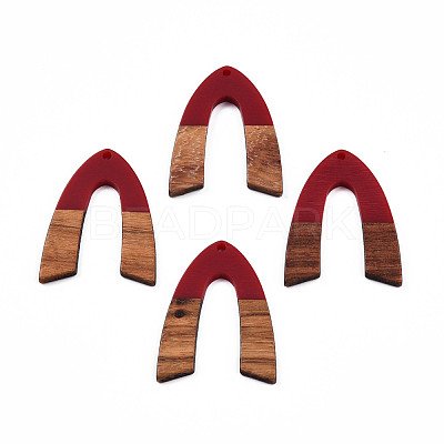 Opaque Resin & Walnut Wood Pendants RESI-N025-029-B04-1