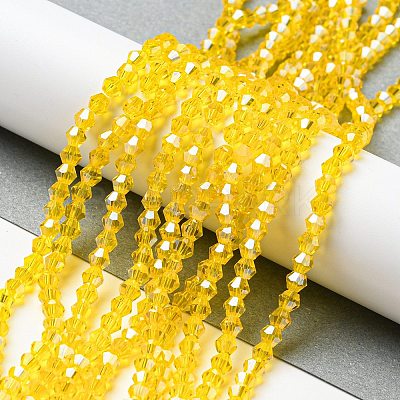 Transparent Electroplate Glass Beads Strands GLAA-F029-3mm-C22-1