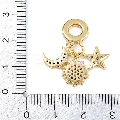 Brass Micro Pave Clear and Black Cubic Zirconia European Dangle Charms KK-N271-27G-1