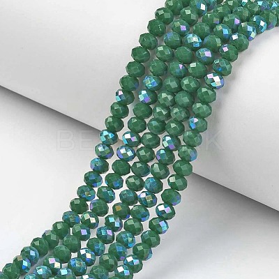 Electroplate Opaque Solid Color Glass Beads Strands EGLA-A034-P4mm-L05-1