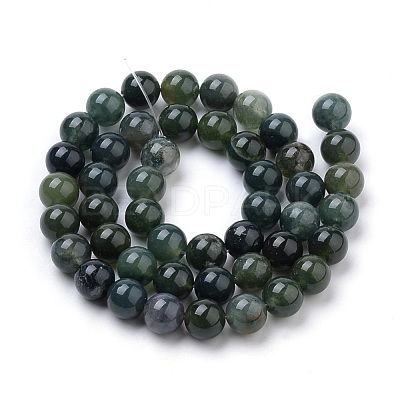 Natural Moss Agate Beads Strands G-S259-18-6mm-1
