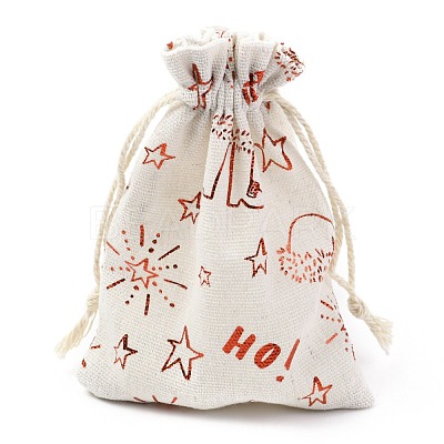 Christmas Theme Cotton Fabric Cloth Bag ABAG-H104-B15-1