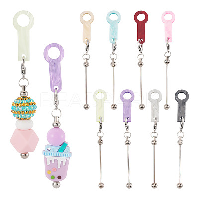8Pcs 8 Colors Acrylic Straw Pendant Beadable Bar HJEW-TA0001-48-1