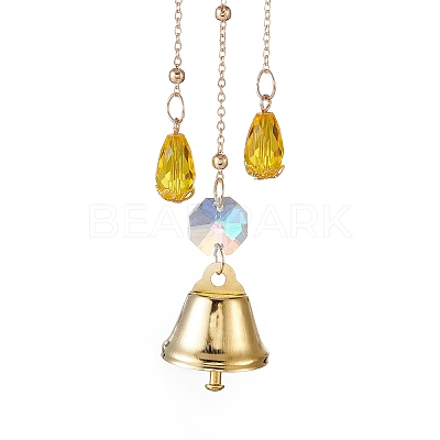 Faceted Glass Teardrop & Octagon Hanging Suncatcher HJEW-I010-02B-1