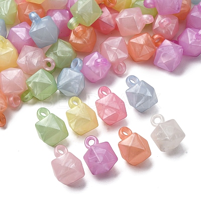 Opaque Luminous Glitter Powder Acrylic Pendants OACR-G052-12B-1