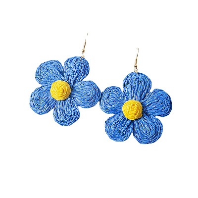 Flower Alloy Raffia Flower Dangle Earrings FS-WG89508-05-1