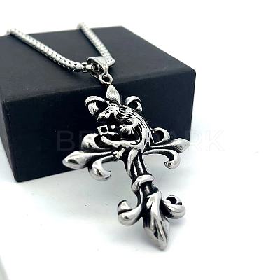 Vintage Gothic Cross Tengu Pendant 304 Stainless Steel Necklaces MY8388-1