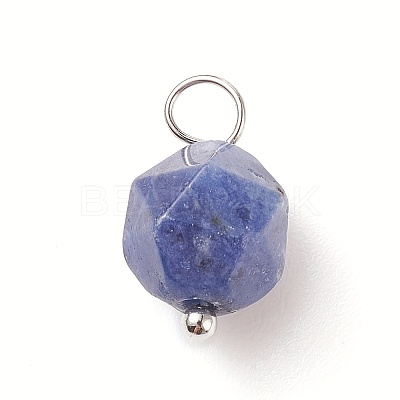 Faceted Natural Sodalite Star Cut Round Charms PALLOY-JF01694-02-S-1