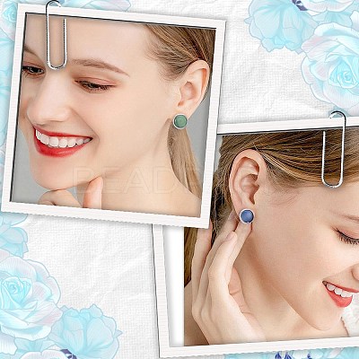 100Pcs Flat Round Stainless Steel Stud Earring Settings STAS-SP0001-61A-P-1