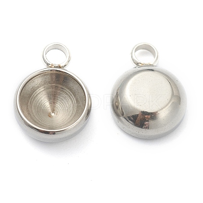 Non-Tarnish 202 Stainless Steel Pendant Rhinestone Settings X-STAS-F266-24P-1