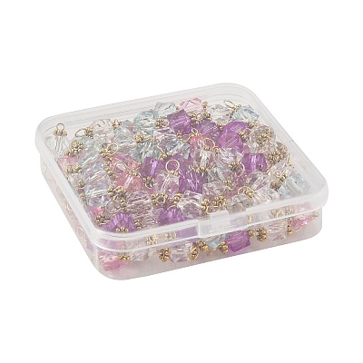 100Pcs Clear Acrylic Faceted Cube Connector Charms PALLOY-FS00042-01-1