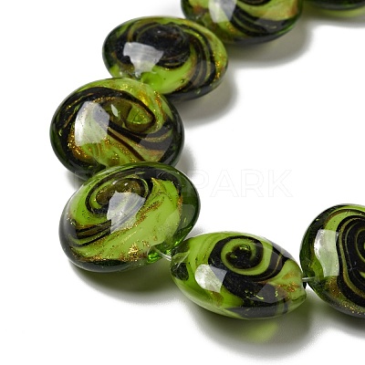 Handmade Gold Sand Lampwork Beads Strands LAMP-C008-03F-1