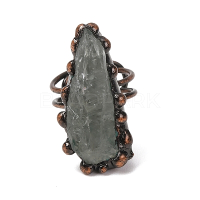 Irregular Rectangle Natural Green Quartz Adjustable Rings RJEW-M157-13R-1