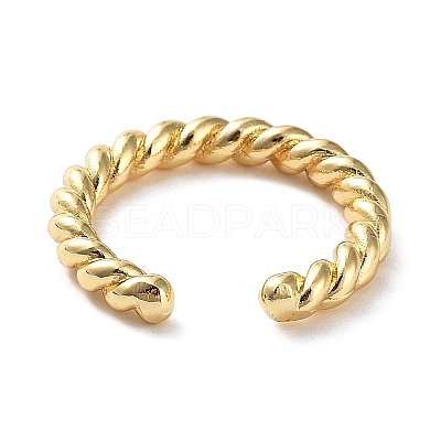 Rack Plating Brass Twist Rope Shape Open Cuff Rings for Women RJEW-Q777-01G-1