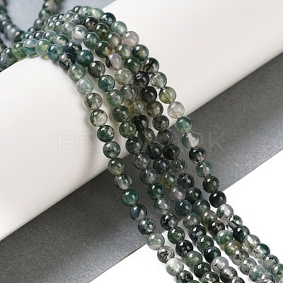 Natural Moss Agate Bead Strands G-J358-01-4mm-1