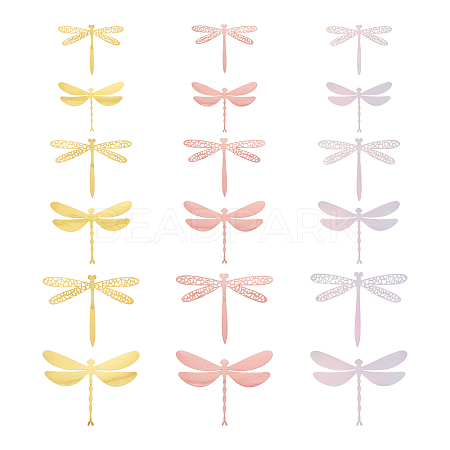 12Sets 6 Style PVC 3D Imitation Hollow Out Dragonfly Wall Stickers DIY-CF0001-04-1