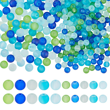 350Pcs 10 Styles Baking Paint Transparent Glass Beads GLAA-PH0004-60-1