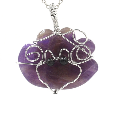 Natural Amethyst Wire Wrapped Pendants PW-WG47F96-01-1