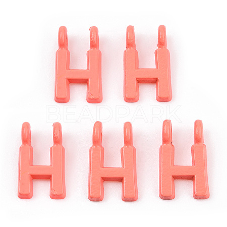 Rack Plating Spray Painted Alloy 2-Loop Link Pendants PALLOY-N176-01H-1