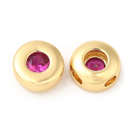 Brass Micro Pave Cubic Zirconia Beads ZIRC-Q202-18G-02-1