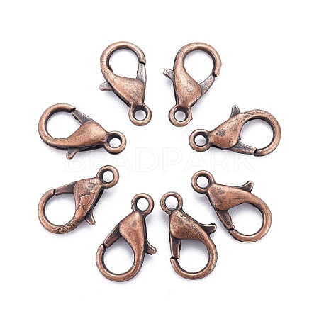 Red Copper Tone Zinc Alloy Lobster Claw Clasps X-E102-NFR-1
